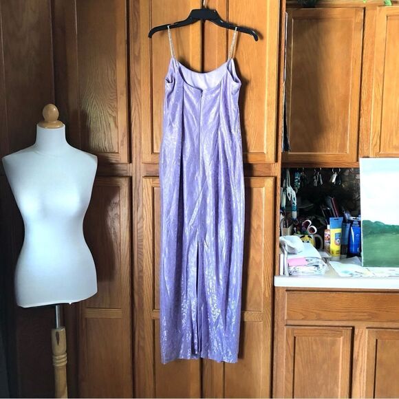 Vintage Bari Jay Purple Metallic Rhinestone Maxi Dress - 7-8 - Picture 9 of 15